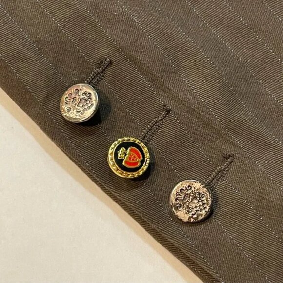 Hause of Howe Blazer Men’s Jacket Taupe Olive/Brown Pinstripe Goth Punk, Size 38 - Picture 5 of 13